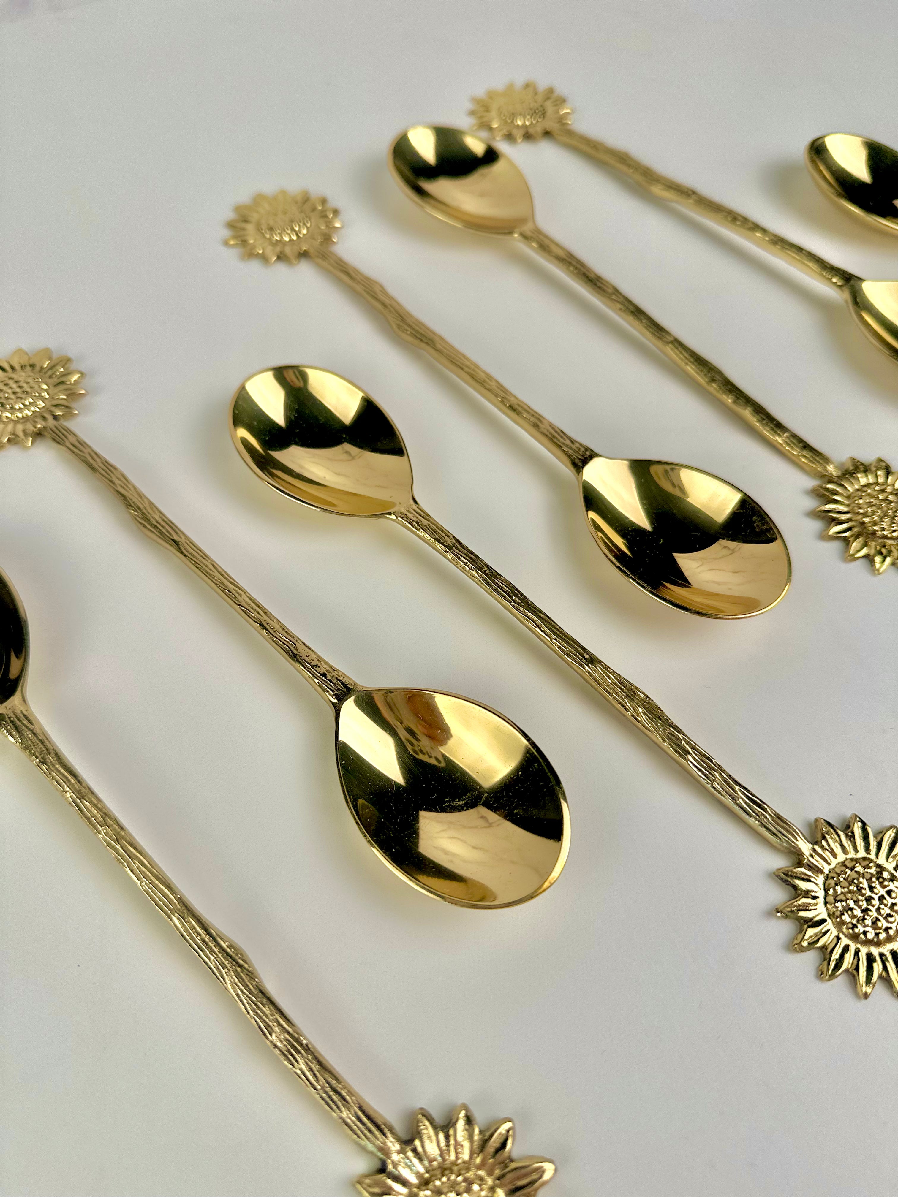Engraved Gold Sunflower Spoon