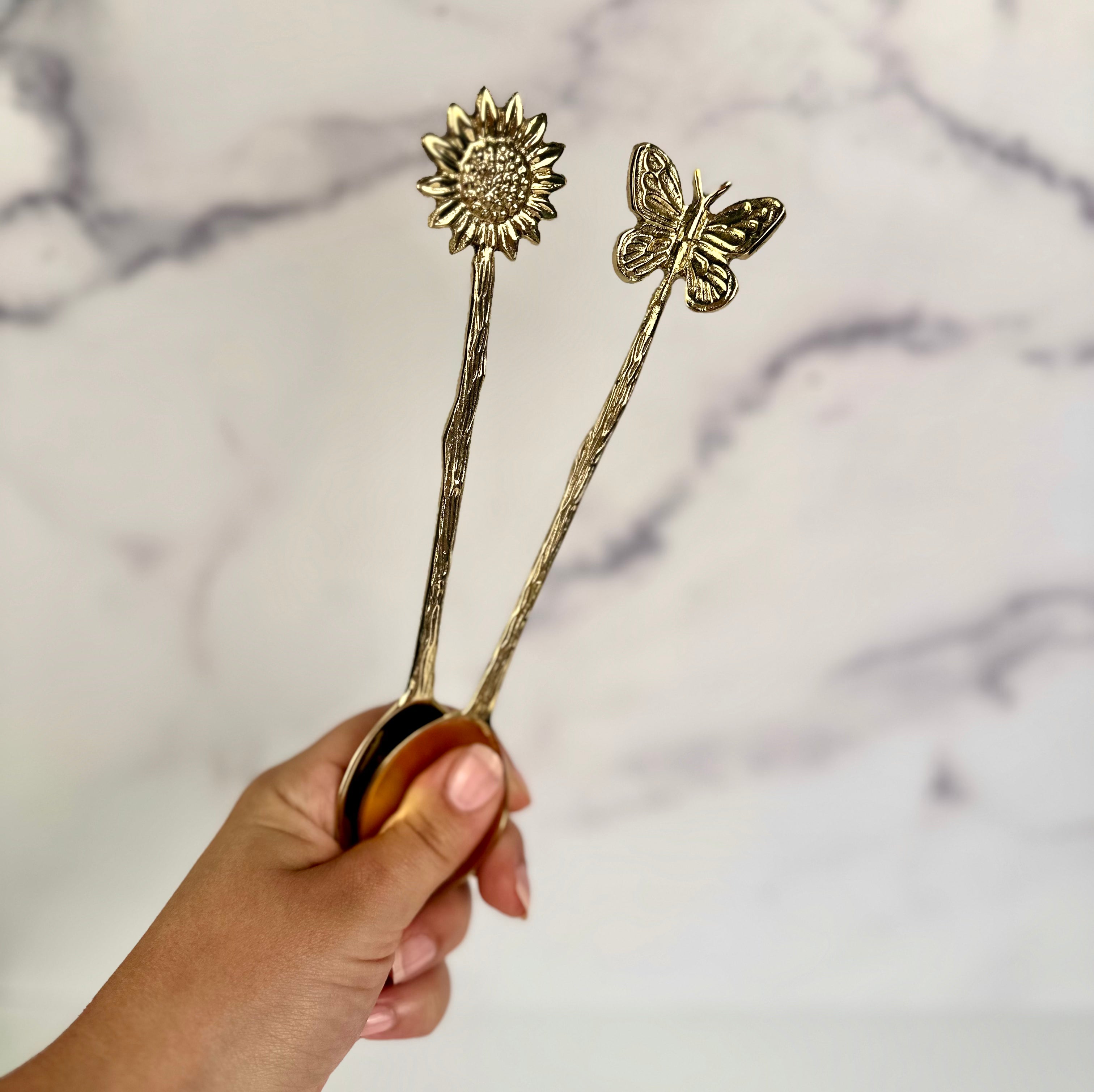 Engraved Gold Sunflower Spoon
