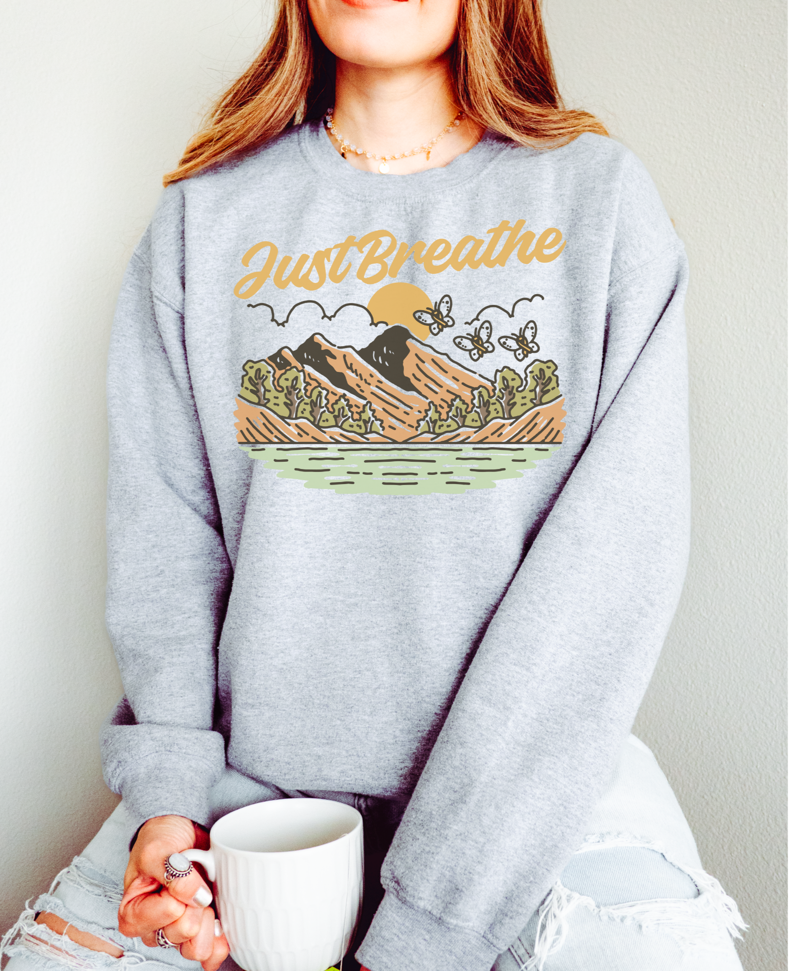 "Just Breathe" Cancer Awareness Crewneck Sweatshirt